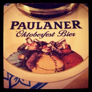 Cute coasters and good beer at Paulaner
